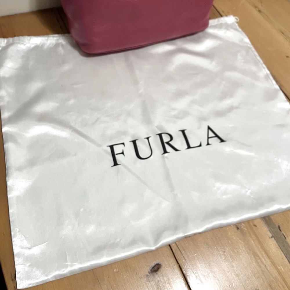 FURLA Appaloosa Bag - Raspberry/Dark Pink Pebbled Leather Large Tote Purse - Picture 6 of 16